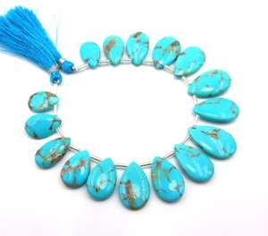 Naturel Arizona Turquoise Lisse Poire Larme Forme Perles Turquoise Pierres Précieuses 8 Pouces Perles Prix de Gros - Product Image 3