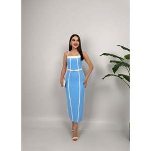 Vestido Midi Rosa con Detalle de Corte en Diagonal para Mujer, Marca missJANELL - Elegante Mezcla de Poliéster y Elastano con Doble Atlas para Uso Casual o de Fiesta - Product Image 1