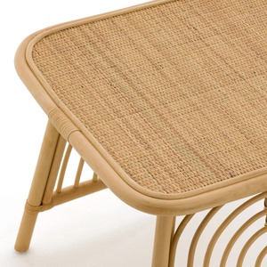 Mesa auxiliar con marco tejido de ratán de alta calidad, estilo relajado para sala de estar y decoración al aire libre, para café, parque, hotel, uso doméstico - Product Image 4