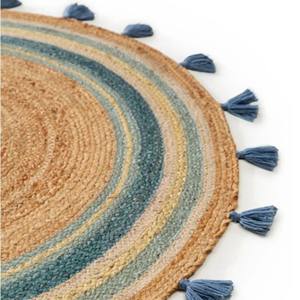 Tapis rond en jute tissé à la main avec des glands, tapis de sol tressé naturel pour la chambre d'enfant, la crèche, le salon, la décoration de la maison - Product Image 2