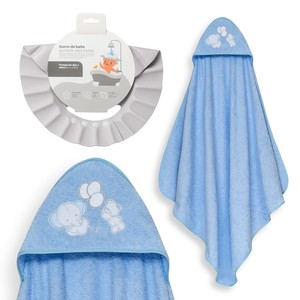 Toalla de Baño de Algodón Azul con Diseño de Elefante y Globos, Hipoalergénica, para Recién Nacidos, Uso Doméstico, Accesorio de Baño - Product Image 1