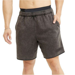 Pantalones cortos informales de lavado ácido para hombre, con cordón, cintura elástica, transpirables, de verano, con bolsillos - Product Image 3