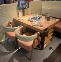 Ensemble de table pour hot pot chinois, table de hot pot sans fumée commerciale avec cuisinière à induction intégrée, table de repas pour restaurant