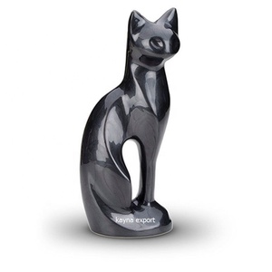 Handicraft Metal Cat Cremation <b>Urn</b> Enamel Glossy Finished Sculpture <b>for</b> Pet <b>Urn</b> <b>Ashes</b> Black Finished Handcrafted Metal Cat <b>Urns</b> - Product Image 5