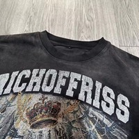 Camisetas de alta calidad para hombre de talla grande lavado con ácido negro DTG impreso cuello redondo hombro caído camiseta inferior de angustia para hombres