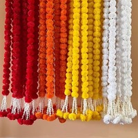 Nouvelle Guirlande de Fleurs Artificielles en Poly Synthétique Faite à la Main, Longue Durée, Imperméable, pour Décoration de Mariage Indien, Maison, Motifs Marigold et Mango Bell