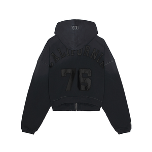 Sudadera con capucha y cremallera bordada de chenilla con letras GSM 500 de alta calidad personalizada para hombre - Product Image 2