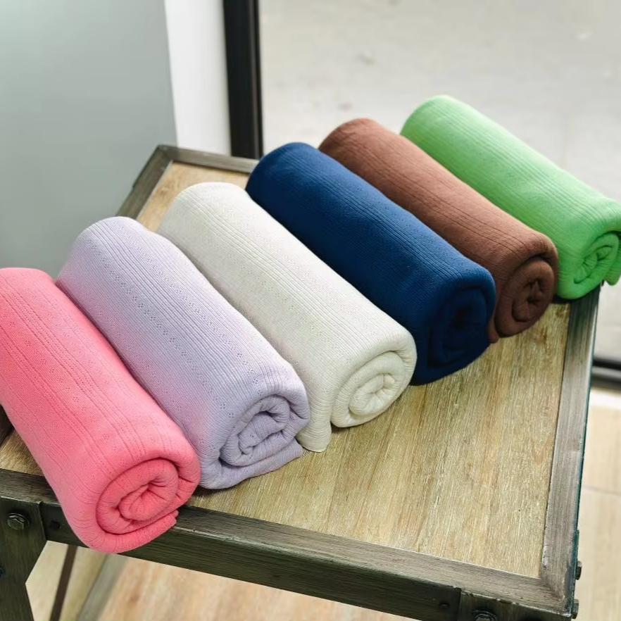 GOTS Certified MiMi Organic Cotton Pointelle Fabric- 200 GSM- 1.6m Width Raw Undyed Unbleached Customize Vietnamese Supplier