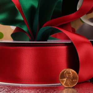 Premium Reversible Satin <b>Ribbon</b> Roll Luxury Polyester with Floral Solid Color for Christmas Birthday Halloween Gift Wrapping - Product Image 3