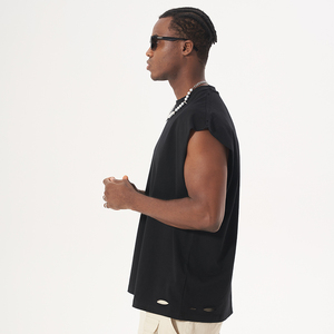 Chaleco de punto sin mangas transpirable de secado rápido Camiseta sin mangas de gimnasio de algodón orgánico para hombres con tela de bambú Ropa de gimnasio para hombres - Product Image 3