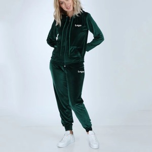 Nouveauté : Survêtement court pour femme, automne, sport, décontracté, haute qualité, 100% coton velours, à capuche, respirant - Product Image 1