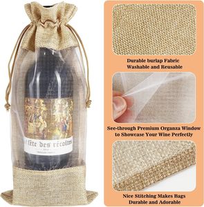 ถุงไวน์แบบใช้ซ้ำได้สำหรับเป็นของขวัญงานหมั้นบรรจุภัณฑ์ไวน์ขวดเดียวใช้ซ้ำได้สำหรับเทศกาลคริสต์มาสวันเกิดงานเลี้ยง - Product Image 2