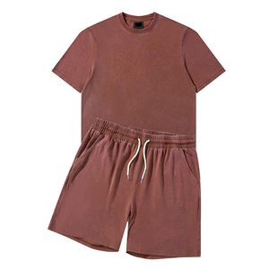 Unisex Cotton Jogger Suit Solid Pattern 2-Piece Set Sun Fade Printed <b>Shorts</b> & Sleeved <b>Shorts</b> Casual Summer Style for <b>Men</b> - Product Image 6