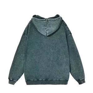 Pull surdimensionné Vintage délavé à l'acide à manches longues Logo personnalisé 100% coton sweats à capuche unis sweats vêtements pour hommes basiques - Product Image 2