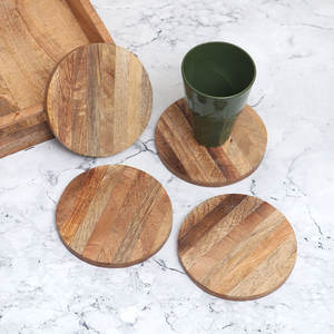 Dessous de verre rond en bois poli pour la décoration Dessous de verre en diatomite absorbant rapidement l'eau pour la maison et le bureau - Product Image 4