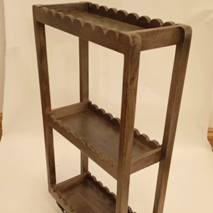 Carrito de Almacenamiento Rodante de Madera con Tres Estantes para el Hogar, Cocina, Baño, Organizador, Exhibición, Muebles, Suministros, Artículo de Uso, Venta al por Mayor - Product Image 1