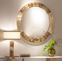 Miroir Mural Rond de Luxe Moderne et Élégant, Fait Main, Écologique, pour la Maison, le Bureau, la Zone de Soin Personnel, la Décoration de Restaurant et de Mariage