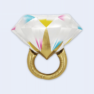 Globo de Fiesta con Forma de Anillo de Diamantes, 61 cm, Decoración Inflable de Papel Dorado para Celebraciones - Product Image 1