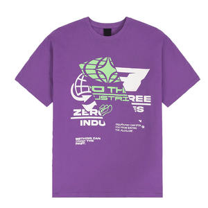 T-shirts graphiques à col rond pour hommes sérigraphiés personnalisés 240 GSM 100% coton à manches courtes et épaules tombantes Streetwear Style tissé - Product Image 4