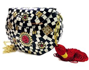 กระเป๋าคลัทช์ทำด้วยมือสีดำและสีขาวโมเสคสำหรับผู้หญิงกระเป๋าใส่ของสำหรับงานเลี้ยงตอนเย็นและงานแต่งงาน - Product Image 2