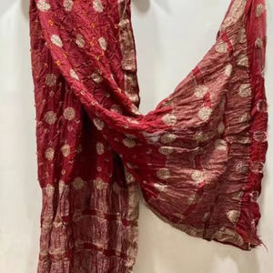 Banarasi Bandhani arte seda Gharchola Dupatta rojo Modal seda Shibori Dupatta colorido tradicional bufanda y chal Bandhani Dupatta - Product Image 1