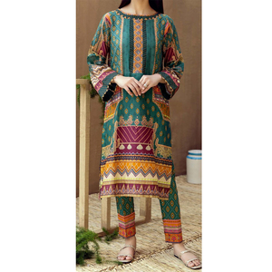 Nueva llegada de las mujeres pesado bordado césped algodón vestido elegante Shalwar Kameez Maxi trajes servicio OEM para el verano - Product Image 1