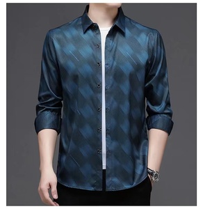 Chemise habillée pour homme, style décontracté et formel, manches longues, col montant, 100% coton popeline 220g, respirante, style streetwear, nouveauté 2025 - Product Image 6