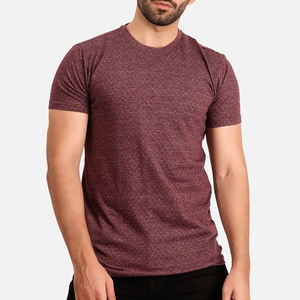 T-shirts à manches courtes pour hommes de la meilleure qualité d'été en jersey tissé couleur bambou solide col rond technique de teinture unie - Product Image 4