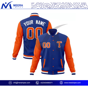 Veste universitaire pour hommes multicolore au design vierge OEM Logo personnalisé Tissu respirant Coupe régulière Veste de baseball à col roulé pour hommes - Product Image 2