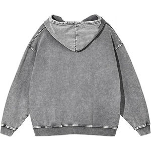 Sudadera con capucha Vintage lavada con ácido de alta calidad para hombre, sudaderas con capucha holgadas de gran tamaño con cremallera y peso pesado, logotipo personalizado en blanco Unisex - Product Image 4
