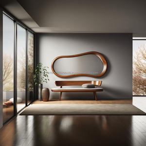 Espejo de Vanidad Redondo de Pared KALATRI, Hecho a Mano, Ligero, Ecológico, Estilo Art Deco, con Marco de Madera Real - Product Image 3