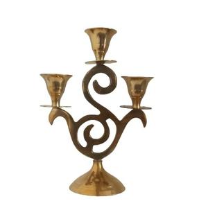 Pure <b>Brass</b> Handcrafted Tabletop 3 Arm <b>Candle</b> <b>Holder</b> - Product Image 1