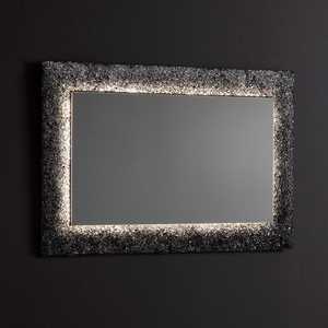 LED Backlit <b>Mirror</b> with Black Frame 90x62 Fused Glass Grit 90x62 - Product Image 1