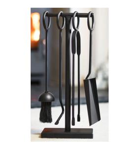 Ensemble d'outils de grande cheminée en métal avec des outils de feu en métal de style unique enduit de poudre blanche avec support fait à la main - Product Image 5