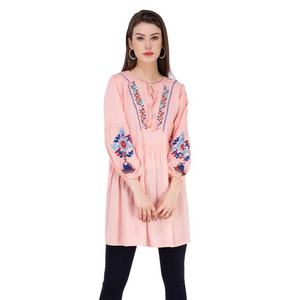 Top bordado de estilo bohemio para mujer, ropa de vacaciones, Tops de manga larga, Túnica - Product Image 1