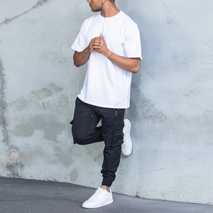 Pantalones Cargo para hombres adultos, pantalones de trabajo al aire libre de Color negro, ropa de calle ajustada de residuos elásticos, pantalones Cargo con cierre de cordón - Product Image 6