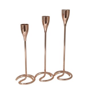 Ensemble de 3 bougeoirs coniques en finition cuivre, bougeoir en fer antique pour la décoration de la maison et la décoration de mariage - Product Image 3