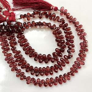 ลูกปัด briolette รูปทรงหยดน้ำโกเมนสีแดงหยดอัญมณีธรรมชาติลูกปัดขายส่งสำหรับเครื่องประดับ - Product Image 1