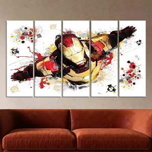 Impresión en vidrio templado de Marvel Iron Man: cuadro en lienzo para decoración de habitación infantil, JUEGO DE 5 CUADROS EN LIENZO - Product Image 1