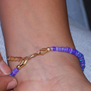 Natural Lavender Beaded <b>Bracelet</b> with Ethiopian <b>Opal</b> Vintage Fire <b>Opal</b> Gift for Her Fashion Whole Sale Price - Product Image 4