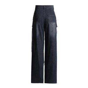 New Arrival Women's Wide <b>Denim</b> Jeans Pants Breathable Cotton Mid Waist Fashion Wear New Latest Style <b>Denim</b> Pants For Sale - Product Image 4