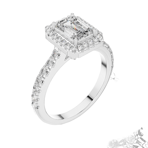Bague de fiançailles en diamant de laboratoire taille émeraude 1,65 carat avec halo, clarté VVS-VS EF, options or 18 carats et argent, diamant de laboratoire - Product Image 4
