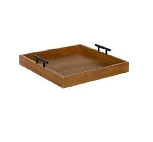 Impressionnant plateau de service en forme de carré en bois fait plateaux Look en bois massif au prix de gros thé café plateau de service fournitures d'hôtel - Product Image 1