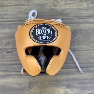 Protector de cabeza NO Boxing No Life de alta calidad en diferentes colores, hecho de cuero auténtico, con logo personalizado, cierre de velcro y cordones, para Muay Thai. - Product Image 6