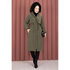 เสื้อโค้ทกันหนาว Kapitone Winter Nova Kaban Haki พร้อมผ้าทอและใยโพลีเอสเตอร์บุด้วย Desen Krk Kaponlu Haki - Product Image 3