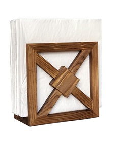 Wooden Napkin Holder for Table Vertical Napkin Holders for Kitchen Anti-slip <b>Rubber</b> Feet Carbonized Pattern Upright Wood - Product Image 1