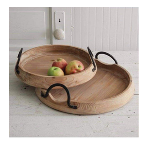 Plateau en bois naturel avec poignée en métal Plateau de service en bois d'acacia personnalisé de qualité supérieure - Product Image 5