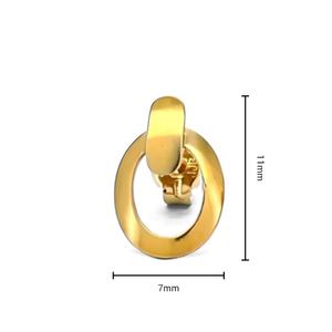 Pendientes de tuerca con estampado ovalado de joyería fina para mujer de oro amarillo minimalista elegante a la moda Material de oro de 14K - Product Image 3