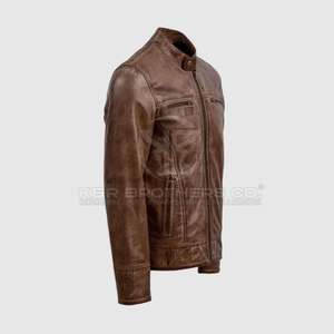 Veste d'hiver en cuir véritable à la mode pour hommes, vêtements d'extérieur chauds et durables avec style moderne, veste d'hiver en cuir décontractée et élégante pour hommes - Product Image 3