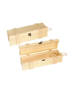 Paquete de 2 cajas de vino de madera para una sola botella caja Náutica de madera sin terminar para vino caja de madera natural con mango de cordel para manualidades - Product Image 1